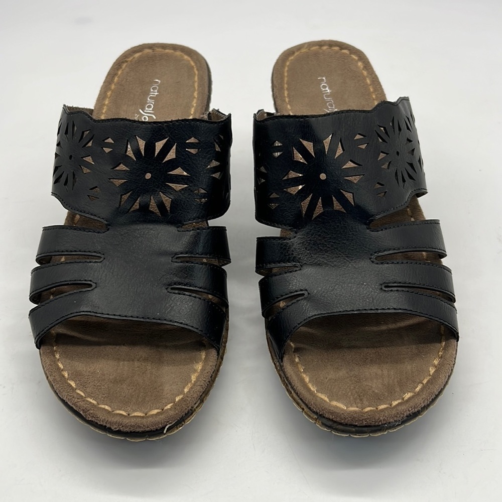 Natural Soul by Naturlizer Black Wedge Sandals size 9.5 M